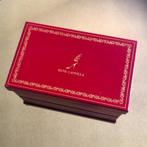 Rene Caovilla Black Gold Calf Flowers Kitten Heels - Picture 10 of 11